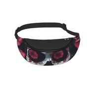 Waist Fanny Pack for Men Women Rose Skull Eyes Printed Waist Bag Dog Walking Bumbags for Travel Sport Running Hiking Jogging Gym