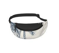 Waist Fanny Pack for Men Women Sketch Hawaii Printed Waist Bag Dog Walking Bumbags for Travel Sport Running Hiking Jogging Gym