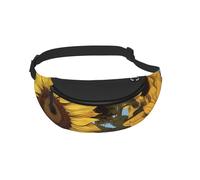 Waist Fanny Pack for Men Women Sunflower Floral Printed Waist Bag Dog Walking Bumbags for Travel Sport Running Hiking Jogging Gym