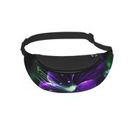Waist Fanny Pack for Men Women Violet Green Glow Printed Waist Bag Dog Walking Bumbags for Travel Sport Running Hiking Jogging Gym