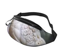Waist Fanny Pack White Peacock Printed Fanny Pack Lightweight Crossbody Bags Adjustable Strap Belt Bags for Outdoors Walking Dog Running