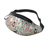 Waist Floral Pitbull Pack Bag for Men Women Fanny Pack with Headphone Jack Adjustable Strap for Workout Traveling Casual Running Enjoy Festival Sports
