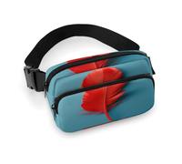 Waist Pack A Red Feather Printed Butt Pack Fanny Pack Hip Bum Bag for Workout Traveling Casual Running Hiking Cycling, A Red Feather, 7.9 X 5.1 in