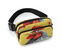Waist Pack Art Chicken Painting Printed Butt Pack Fanny Pack Hip Bum Bag for Workout Traveling Casual Running Hiking Cycling, Art Chicken Painting, 7.9 X 5.1 in