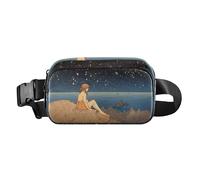 Waist Pack Bag Beauty Sitting by The Seaside Under Starry Sky Outdoor Fanny Pack Crossbody Bum Bags