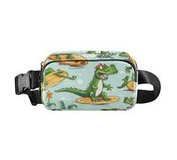 Waist Pack Bag Cartoon Crocodile Playing Surfboard Outdoor Fanny Pack Crossbody Bum Bags