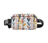 Waist Pack Bag Cartoon Style Bohemian Stripes and Flower Outdoor Fanny Pack Crossbody Bum Bags
