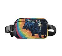 Waist Pack Bag Cat on The Rainbow Color Path Outdoor Fanny Pack Crossbody Bum Bags