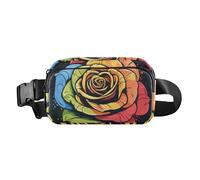 Waist Pack Bag Colorful Rose Flower Pattern Print Outdoor Fanny Pack Crossbody Bum Bags