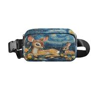 Waist Pack Bag Deer Lying Under Starry Sky Outdoor Fanny Pack Crossbody Bum Bags