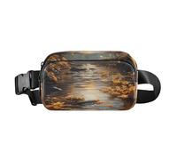Waist Pack Bag Fowers in River View Pattern Outdoor Fanny Pack Crossbody Bum Bags