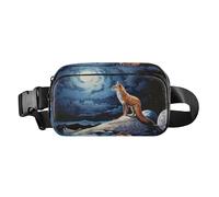 Waist Pack Bag Fox on Hill Under Starry Sky Outdoor Fanny Pack Crossbody Bum Bags