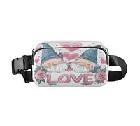 Waist Pack Bag Gnomes Pink Roses Love Hearts Outdoor Fanny Pack Crossbody Bum Bags