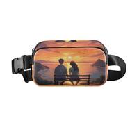 Waist Pack Bag Lovers Sitting on Bench Watching The Sunrise Outdoor Fanny Pack Crossbody Bum Bags