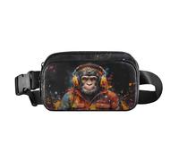 Waist Pack Bag Monkey Listening Music Outdoor Fanny Pack Crossbody Bum Bags