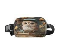 Waist Pack Bag Owl with Hat Sitting on The Book Outdoor Fanny Pack Crossbody Bum Bags