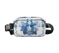 Waist Pack Bag Peacock Couple and Blue Flowers Outdoor Fanny Pack Crossbody Bum Bags