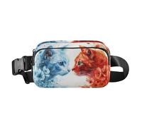 Waist Pack Bag Two Look at Each Others Cats Face Poppies The Pictu Outdoor Fanny Pack Crossbody Bum Bags