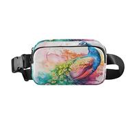 Waist Pack Bag Watercolor Painting of Colorful Peacock Outdoor Fanny Pack Crossbody Bum Bags
