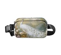 Waist Pack Bag White Peacock Flowers Outdoor Fanny Pack Crossbody Bum Bags