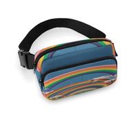 Waist Pack Beautiful World Rainbow Printed Butt Pack Fanny Pack Hip Bum Bag for Workout Traveling Casual Running Hiking Cycling, Beautiful World Rainbow, 7.9 X 5.1 in