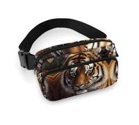 Waist Pack Bengal Tiger Printed Butt Pack Fanny Pack Hip Bum Bag for Workout Traveling Casual Running Hiking Cycling, Bengal Tiger, 7.9 X 5.1 in