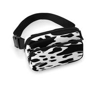 Waist Pack Black And White Cow Print Printed Butt Pack Fanny Pack Hip Bum Bag for Workout Traveling Casual Running Hiking Cycling, Black And White Cow Print, 7.9 X 5.1 in