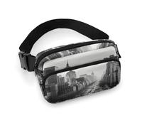 Waist Pack Black And White New York Printed Butt Pack Fanny Pack Hip Bum Bag for Workout Traveling Casual Running Hiking Cycling, Black And White New York, 7.9 X 5.1 in