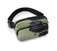 Waist Pack Black Crow Birds on A Branch Printed Butt Pack Fanny Pack Hip Bum Bag for Workout Traveling Casual Running Hiking Cycling, Black Crow Birds on A Branch, 7.9 X 5.1 in