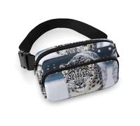 Waist Pack Blue Eyed Snow Leopard Printed Butt Pack Fanny Pack Hip Bum Bag for Workout Traveling Casual Running Hiking Cycling, Blue Eyed Snow Leopard, 7.9 X 5.1 in