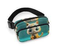Waist Pack Blue Eyes Cat Printed Butt Pack Fanny Pack for Men Women Workout Traveling Casual Running Hiking Cycling Hip Bum Bag with Adjustable Strap for Outdoors, Blue Eyes Cat, 7.9 X 5.1 in