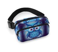 Waist Pack Blue Owl Printed Butt Pack Fanny Pack Hip Bum Bag for Workout Traveling Casual Running Hiking Cycling, Blue Owl, 7.9 X 5.1 in