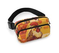 Waist Pack Cartoon Chicken Printed Butt Pack Fanny Pack Hip Bum Bag for Workout Traveling Casual Running Hiking Cycling, Cartoon Chicken, 7.9 X 5.1 in