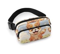 Waist Pack Cartoon Shiba Inu Dog Printed Butt Pack Fanny Pack Hip Bum Bag for Workout Traveling Casual Running Hiking Cycling, Cartoon Shiba Inu Dog, 7.9 X 5.1 in