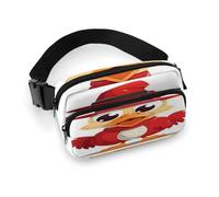 Waist Pack Chicken Wearing Hat Printed Butt Pack Fanny Pack Hip Bum Bag for Workout Traveling Casual Running Hiking Cycling, Chicken Wearing Hat, 7.9 X 5.1 in