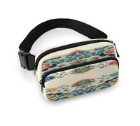 Waist Pack Chinese Border Pattern Printed Butt Pack Fanny Pack Hip Bum Bag for Workout Traveling Casual Running Hiking Cycling, Chinese Border Pattern, 7.9 X 5.1 in