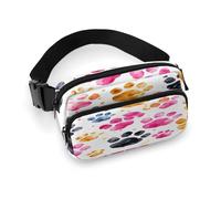 Waist Pack Colorful Dog Paws Printed Butt Pack Fanny Pack Hip Bum Bag for Workout Traveling Casual Running Hiking Cycling, Colorful Dog Paws, 7.9 X 5.1 in