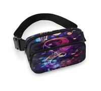 Waist Pack Colorful Galaxy Music Note Printed Butt Pack Fanny Pack Hip Bum Bag for Workout Traveling Casual Running Hiking Cycling, Colorful Galaxy Music Note, 7.9 X 5.1 in