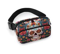 Waist Pack Colorful Sugar Skull Printed Butt Pack Fanny Pack Hip Bum Bag for Workout Traveling Casual Running Hiking Cycling, Colorful Sugar Skull, 7.9 X 5.1 in