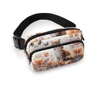 Waist Pack Cute Kitten Butterfly Printed Butt Pack Fanny Pack Hip Bum Bag for Workout Traveling Casual Running Hiking Cycling, Cute Kitten Butterfly, 7.9 X 5.1 in