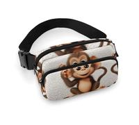 Waist Pack Cute Monkey Printed Butt Pack Fanny Pack Hip Bum Bag for Workout Traveling Casual Running Hiking Cycling, Cute Monkey, 7.9 X 5.1 in