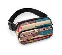 Waist Pack Cute Owls Printed Butt Pack Fanny Pack Hip Bum Bag for Workout Traveling Casual Running Hiking Cycling, Cute Owls, 7.9 X 5.1 in