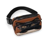 Waist Pack Cute Peeping Black Cat Printed Butt Pack Fanny Pack Hip Bum Bag for Workout Traveling Casual Running Hiking Cycling, Cute Peeping Black Cat, 7.9 X 5.1 in