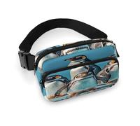 Waist Pack Cute Penguin Printed Butt Pack Fanny Pack Hip Bum Bag for Workout Traveling Casual Running Hiking Cycling, Cute Penguin, 7.9 X 5.1 in