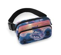 Waist Pack Dolphins Art Printed Butt Pack Fanny Pack Hip Bum Bag for Workout Traveling Casual Running Hiking Cycling, Dolphins Art, 7.9 X 5.1 in