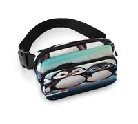 Waist Pack Five Cute Penguins Printed Butt Pack Fanny Pack Hip Bum Bag for Workout Traveling Casual Running Hiking Cycling, Five Cute Penguins, 7.9 X 5.1 in