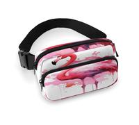 Waist Pack Flamingo Watercolor Printed Butt Pack Fanny Pack Hip Bum Bag for Workout Traveling Casual Running Hiking Cycling, Flamingo Watercolor, 7.9 X 5.1 in