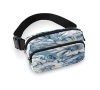 Waist Pack Floral Blue And White Printed Butt Pack Fanny Pack Hip Bum Bag for Workout Traveling Casual Running Hiking Cycling, Floral Blue And White, 7.9 X 5.1 in