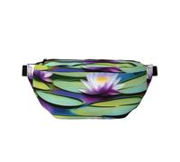 Waist Pack For Men And Women With Adjustable Shoulder Strap Large Hiking Waist Pack For Running, Cycling, Water Lilies In Water Patterns, Black, One Size
