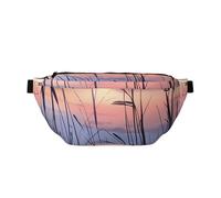 Waist Pack for Men and Women with Adjustable Shoulder Strap Large Hiking Waist Pack for Running, Cycling, Lake View Sunset Patterns
